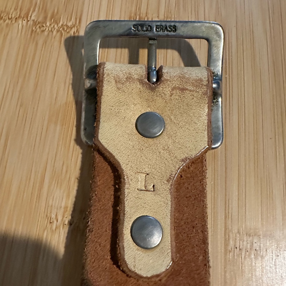 Hollywood Trading Company HTC Vintage Tan Leather Belt 40” size M - Picture 4 of 5